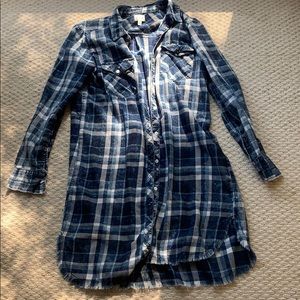 Flannel Dress with Distressed Bottom
